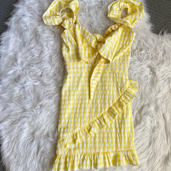 Yellow gingham print dress - Picture 5 of 8